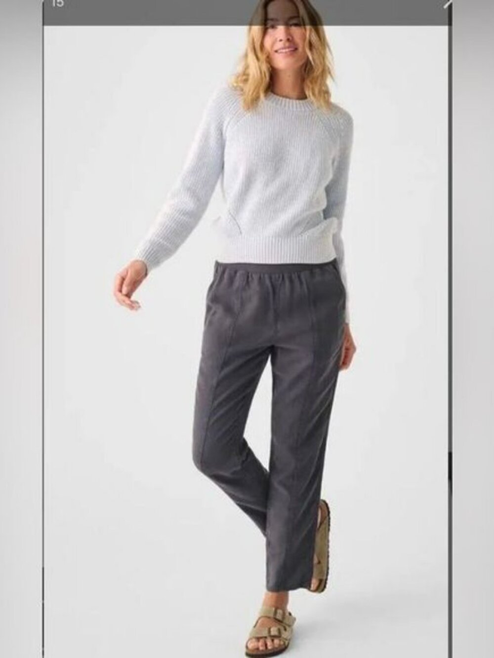 NWT Faherty Arlie Pant Faded Black Organic Linen Cotton Boho Beach Size Large
